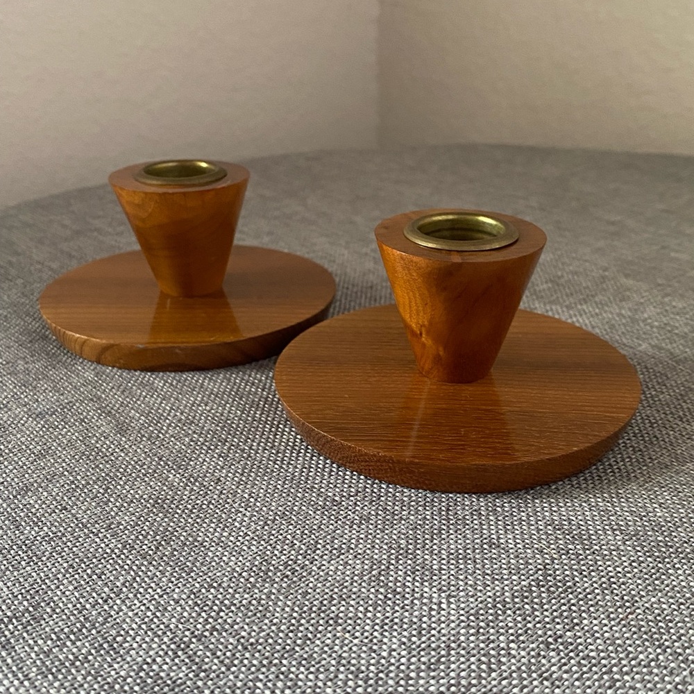 Pair of Vintage Myrtle wood Candlestick holders